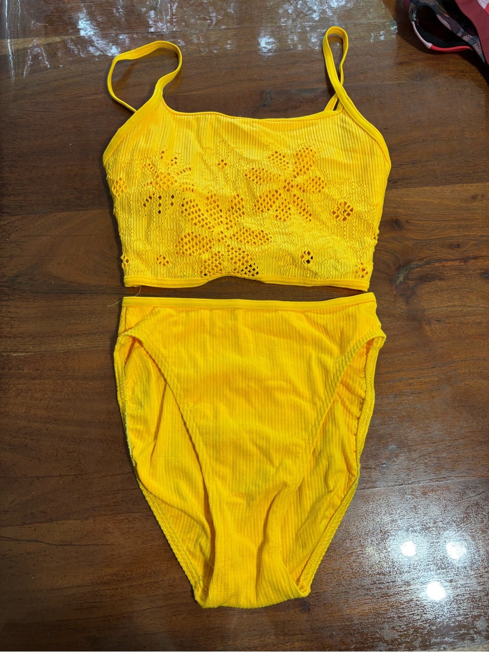 Christina Bright Golden Yellow Girls' high waisted bottoms and tankini top sz.sm